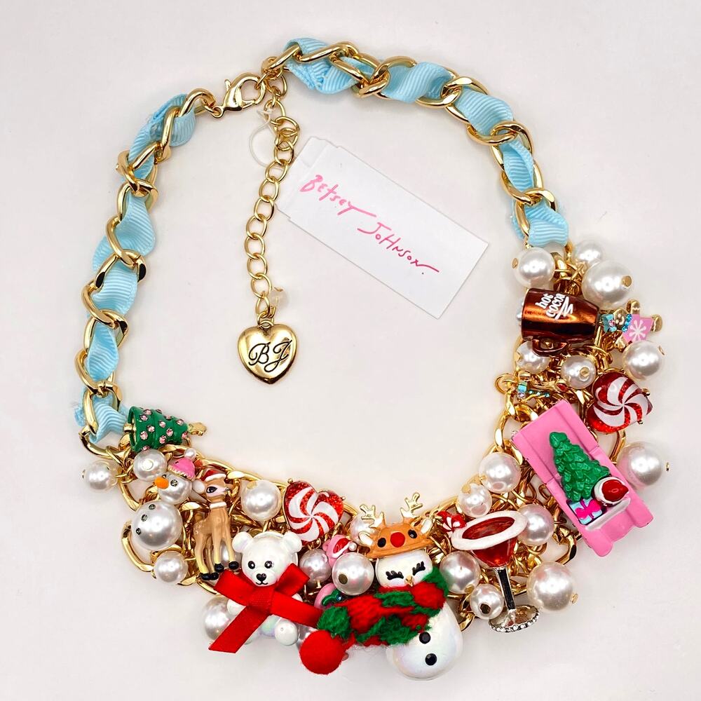 NWT BETSEY JOHNSON Holiday Bauble Bib Statement Necklace Style 1001085280